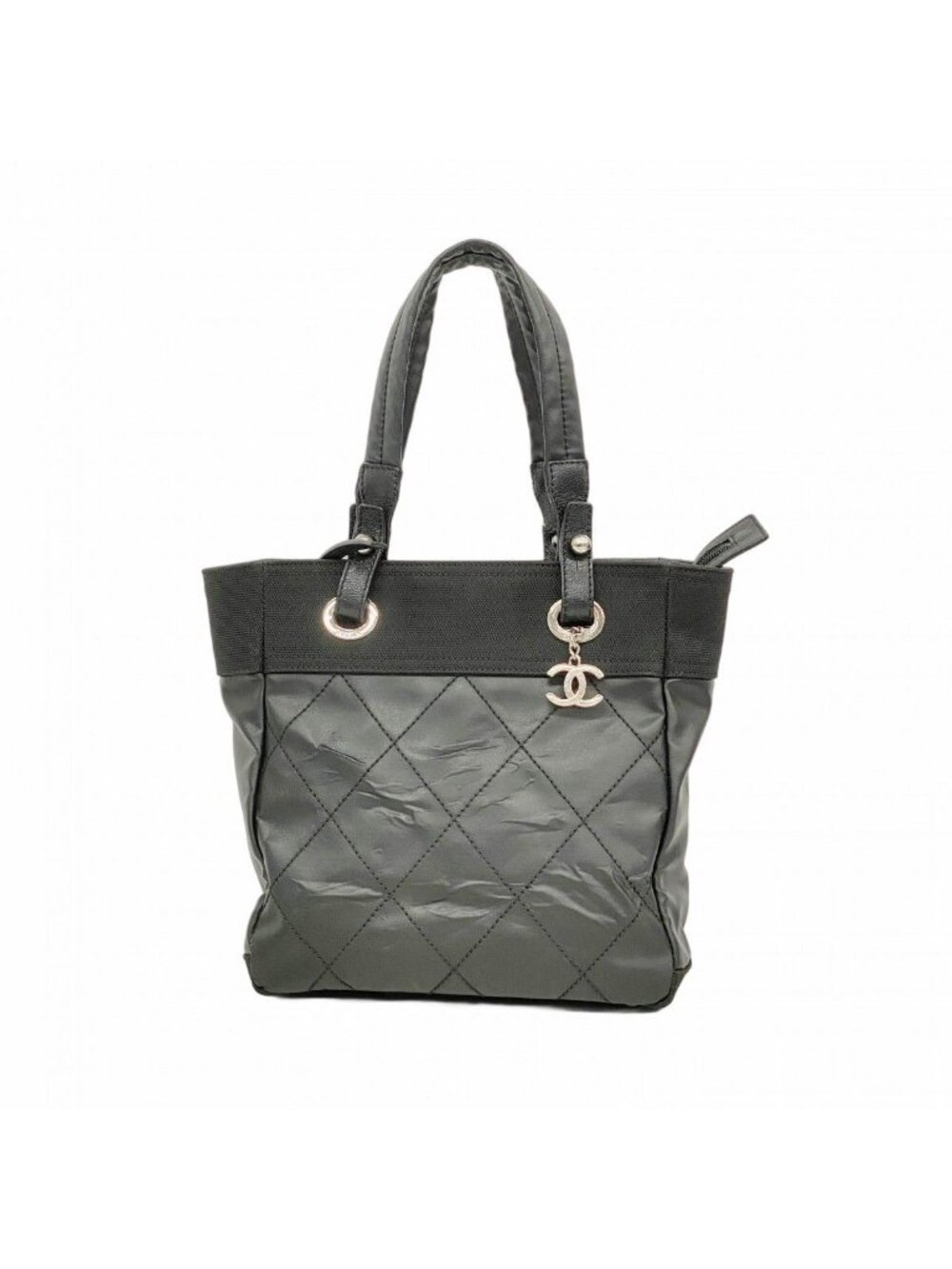 Chanel Tote Paris Biarritz Canvas Black Silver